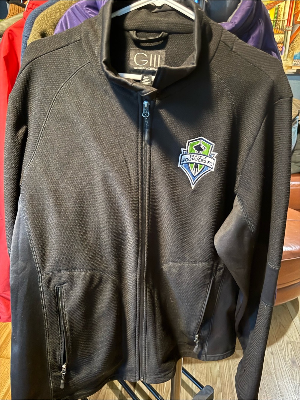 GIII Black Seattle Sounders FC Lightweight Full-Zip Jacket